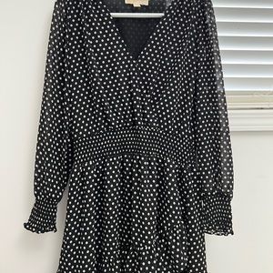 Michael Kors sinched waist black and white dress